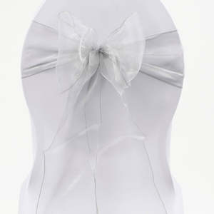 Christmas Chair Bows: CLEARANCE Organza Chair Sashes - Silver