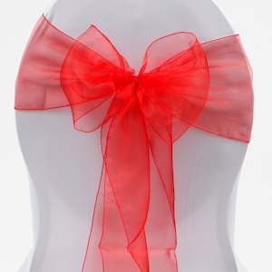 Christmas Chair Bows: Organza Chair Sashes - Red