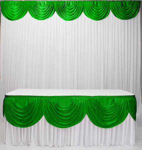 Christmas Table Skirts: Ice Silk Satin 3m Swag - Emerald Green (Jade)