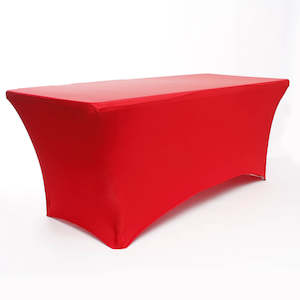 Christmas Table Skirts: Red Lycra Fitted Tablecloth (6ft)