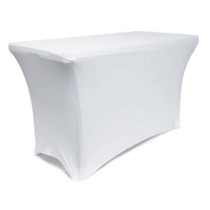 Christmas Table Skirts: White Lycra Fitted Tablecloth (4ft)