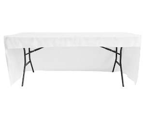 Christmas Table Skirts: White 3 Sided Fitted Tablecloth (6ft)