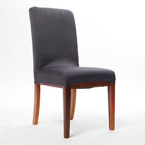 The Look Red Gold Green White Christmas Setting: Lycra Dining Chair Covers (Toppers) - Dark Grey