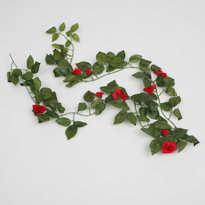 CLEARANCE 2 x Red Rose (4cm) Artificial Flower Vine - 1.6m
