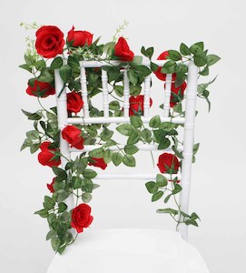 The Look Red Gold Green White Christmas Setting: Red Rose (6cm) Flower Waterfall Bouquet - 1m