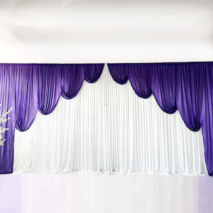 Ice Silk Event Backdrop with Venetian Contour Stage Curtain / Valance Swag (Purp&hellip;