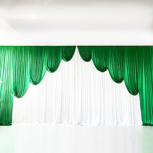 Ice Silk Event Backdrop with Venetian Contour Stage Curtain / Valance Swag (Jade&hellip;