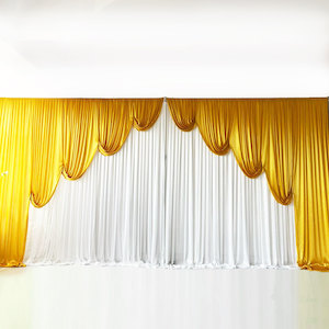 Ice Silk Event Backdrop with Venetian Contour Stage Curtain / Valance Swag (Gold&hellip;
