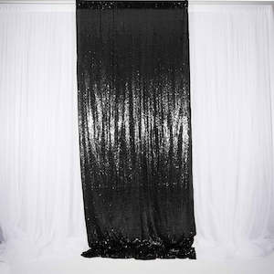 Black Sequin Backdrop Curtain 1.25m x 3m