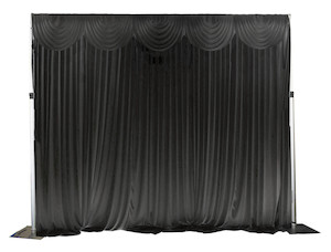 The Look Christmas Buffet Sequin Runners With Christmas Tablecloths: Black Ice Silk Satin Backdrops - 3 meters length x 3 meters high