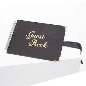 Wishing Wells: Guest Book - Metallic Gold Font On Black Cover