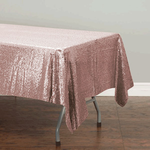Sequin Tablecloths: CLEARANCE Rose Gold Sequin Tablecloth 125x240cm