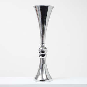 Trumpet Centrepiece Vase - Silver (70cm Tall)