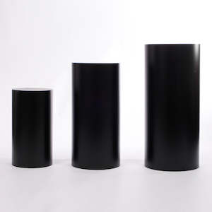 Metal Wedding Arches Centrepieces And Decoration Frames: Round Black Plinth Centrepiece Set (3 pieces)