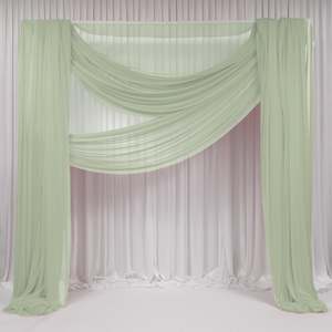 Christmas Backdrops: Sage Chiffon Fabric 1.6mx28m - (Sheer Stretch Crepe Chiffon)