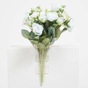 CLEARANCE Artificial Rose Small Flower Bouquet (5cm heads) - Light Blue - Spray Style