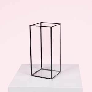 Glass Candle Box With Metal Frame - Black (21.5cmH)