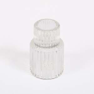 Reversible Glass Tea Light and Taper Candle Holder - Tiered Column (Style 1)