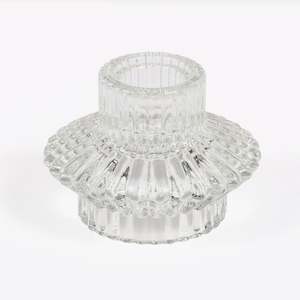 Reversible Glass Tea Light and Taper Candle Holder - Flared Saucer (Style 3)