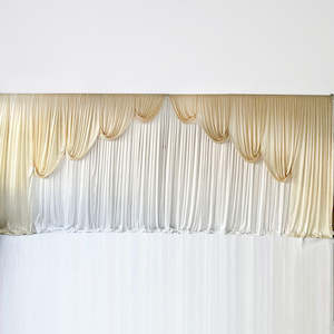 Ice Silk Event Backdrop with Venetian Contour Stage Curtain / Valance Swag - Ivo&hellip;