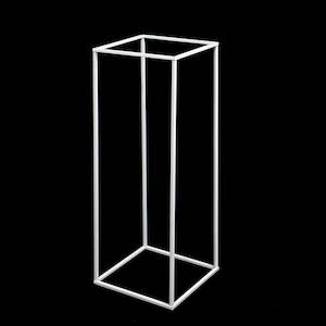 Iron Flower Stand / Plinth Centrepiece - White (28x28x80cm)