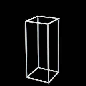 Iron Flower Stand / Plinth Centrepiece - White (25x25x60cm)