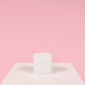 Christmas Table Linen And Decorations: Wax Pillar Candle - White (7.5x7.5cm)