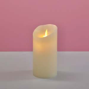 LED Flameless Flickering Wax Pillar Candle - Ivory (7.5x15cm)