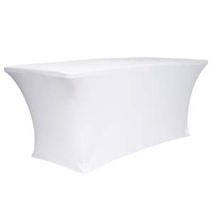 Christmas Table Skirts: Lycra Fitted Tablecloth - White (6ft)