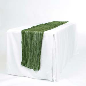Christmas Table Runners: Cheesecloth Table Runner - Olive Green