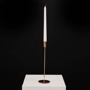 Christmas Table Linen And Decorations: CLEARANCE Taper Candle Holders Modern Straight Style - Copper Gold (28cm)