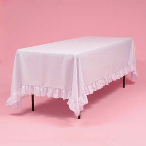 Christmas Tablecloths And Christmas Overlays: Premium Ruffle Rectangle Tablecloth - White (153x259cm)