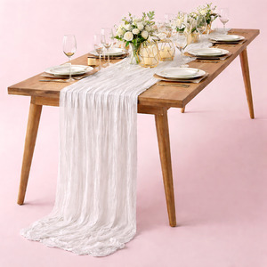 Christmas Table Runners: Cheesecloth Table Runner - Extra Long (12m) - White