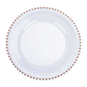 Clear Beaded Charger Plate Set - Rose Gold (32cm)