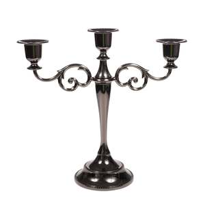 Christmas Table Linen And Decorations: 3 Arm Antique Candelabra - Black Silver (26cm)