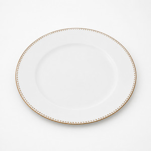 Christmas Table Linen And Decorations: Charger Plate - White with Embossed Gold Trim (33cm)