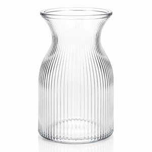 Ribbed Glass Curved Neck Vase - Clear (11.5x19.5cm)