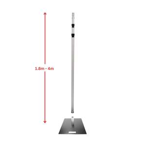 Upright Pole, Spigot & Baseplate - Pipe and Drape (1.8m - 4m)