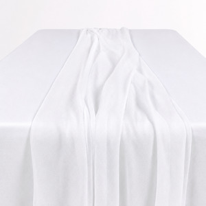 Sheer Stretch Crepe Chiffon Table Runner - White