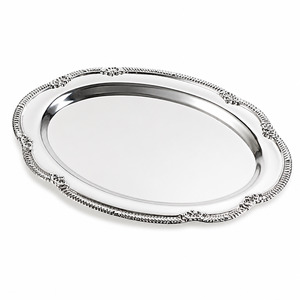 Antique Metal Serving Tray - Silver (28cm)