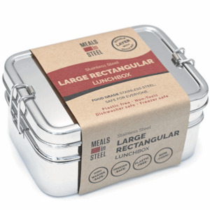 Meals In Steel Large Twin Layer Rectangular Lunch Box