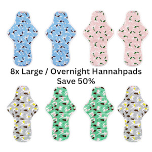 Hannahpad Reusable Pads: 8x Hannahpad Large Pads 33cm/45mL SAVE 50% Value Bundle