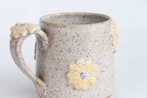 Products: Flower Mug - speckled yellow matte white