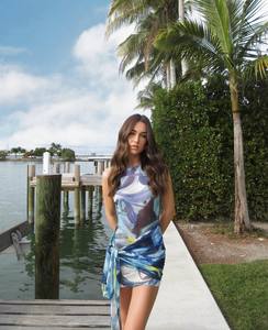 With Harper Lu Wrap Mini Mesh Dress