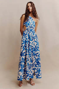 Shona Joy Bleue Asymmetrical Cut Out Maxi
