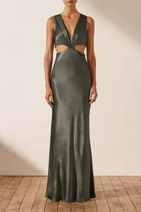 Shona Joy La Lune Plunged Cut Out Maxi Dress