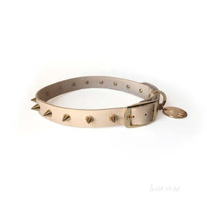 Dog Accessories: Spike Leather Collar | Gold