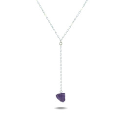 Necklaces: Lucia Drop | Sterling Silver Raw Amethyst Necklace