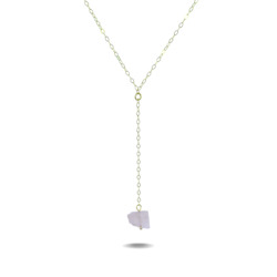 Necklaces: Lucia Drop | Gold Filled Raw Rose Quartz Necklace