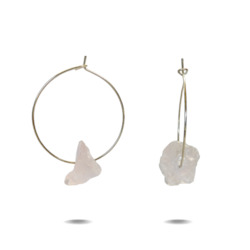 Lena Earrings: Lena | Sterling Silver Rose Quartz Hoop Earrings